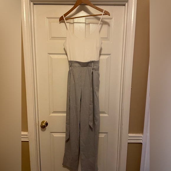WHITE AND GRAY Spaghetti strap jumpsuit - Picture 2 of 7